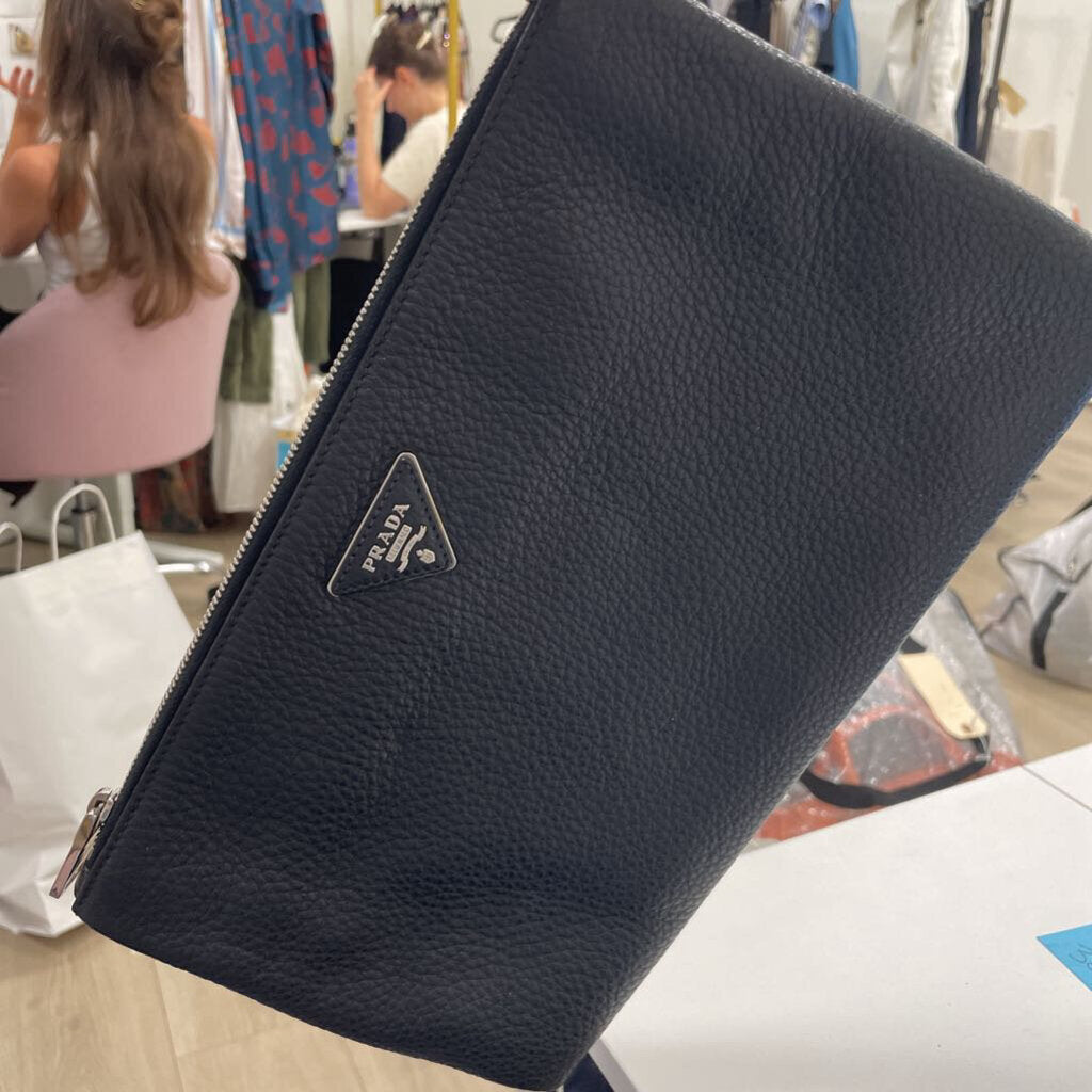 Black Leather Wristlet Clutch