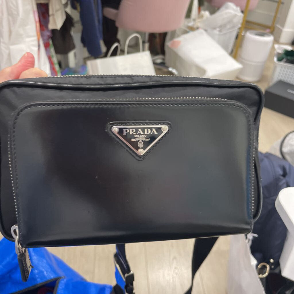 Black Re-Nylon Leather Belt Bag