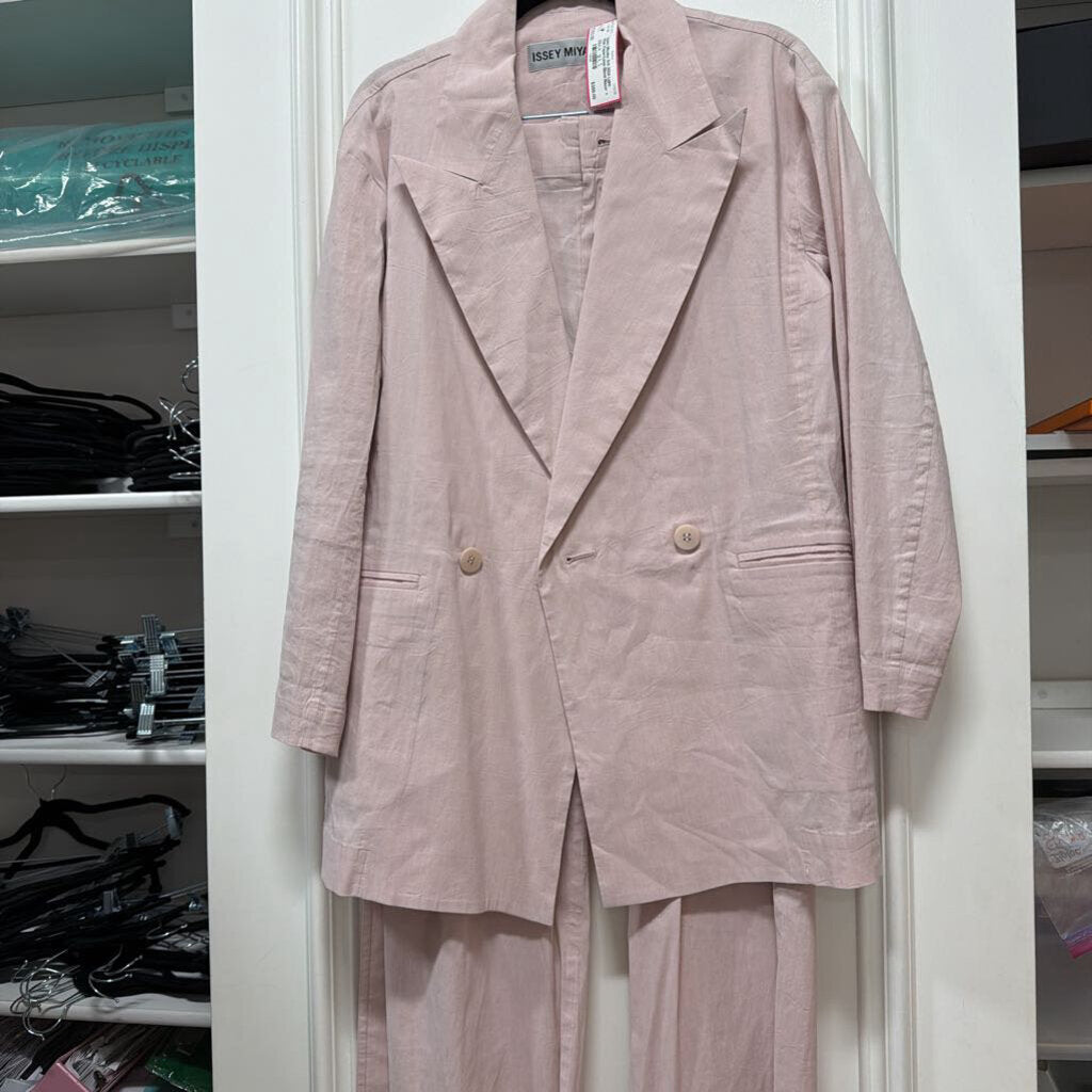 S/S 2024 Light Pink Paper/Linen Blend Blazer + Pant SET