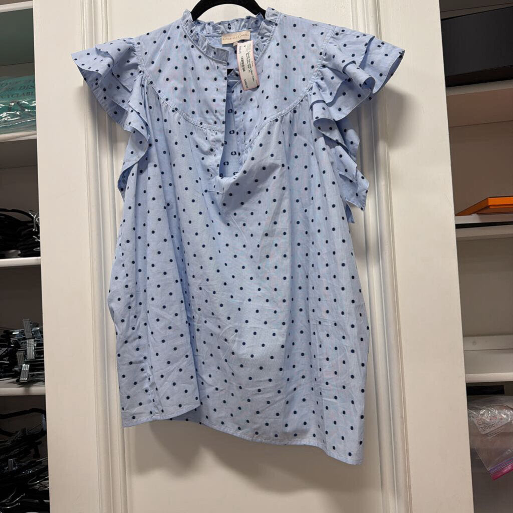 Blue Polka Dot Ruffle Shirt