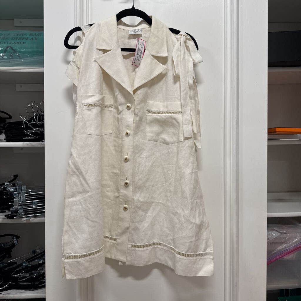 White Tie Shoulder Shirt (as is-collar discoloration)