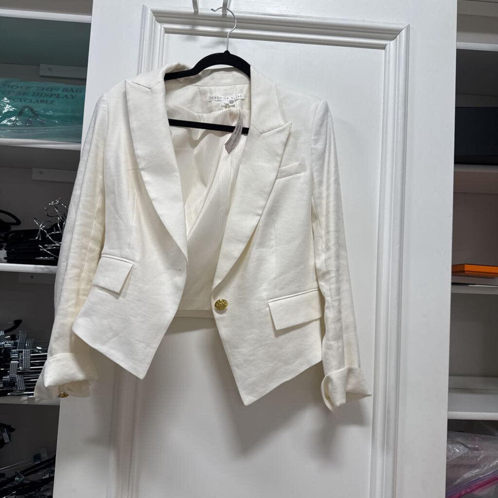 White Linen Blend Buttoned Cuffs