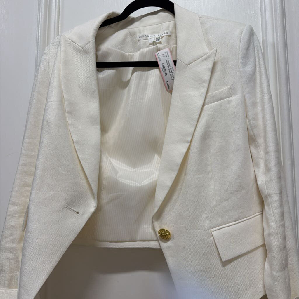 White Linen Blend Buttoned Cuffs