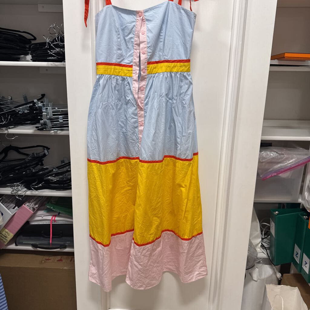 Blue Color Block Tiered Dress