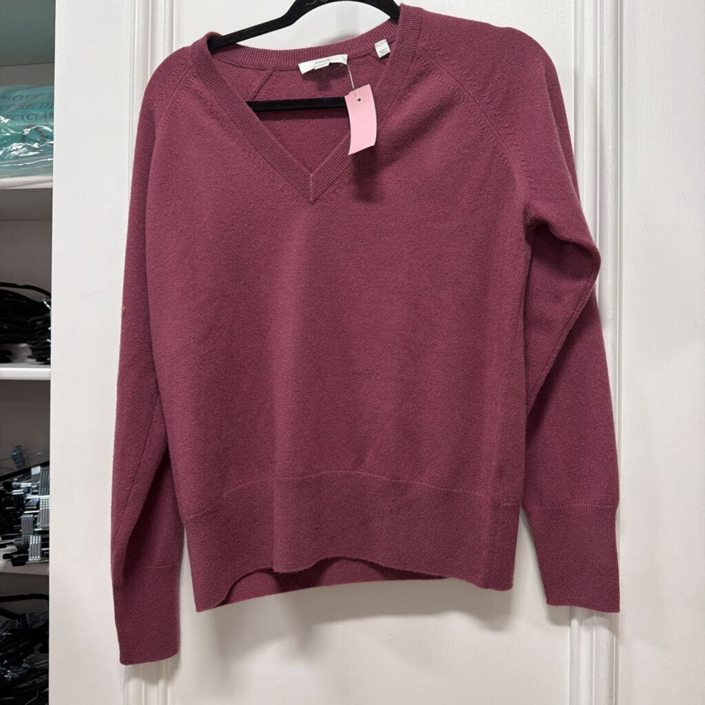 Purple Cashmere V-Neck Sweater