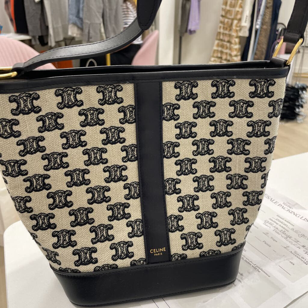 Triomphe Embroidered Canvas Bucket Bag