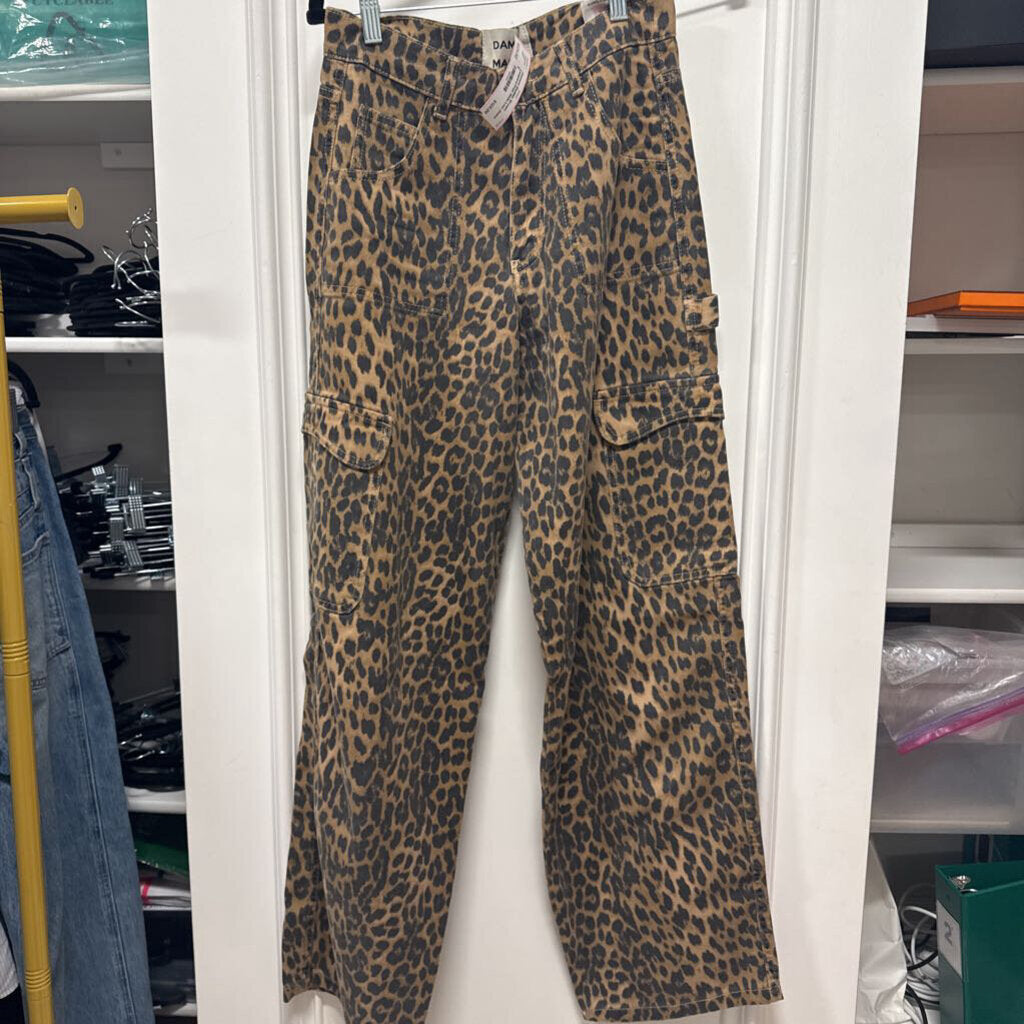 Brown Leopard Print Wide Leg Jeans