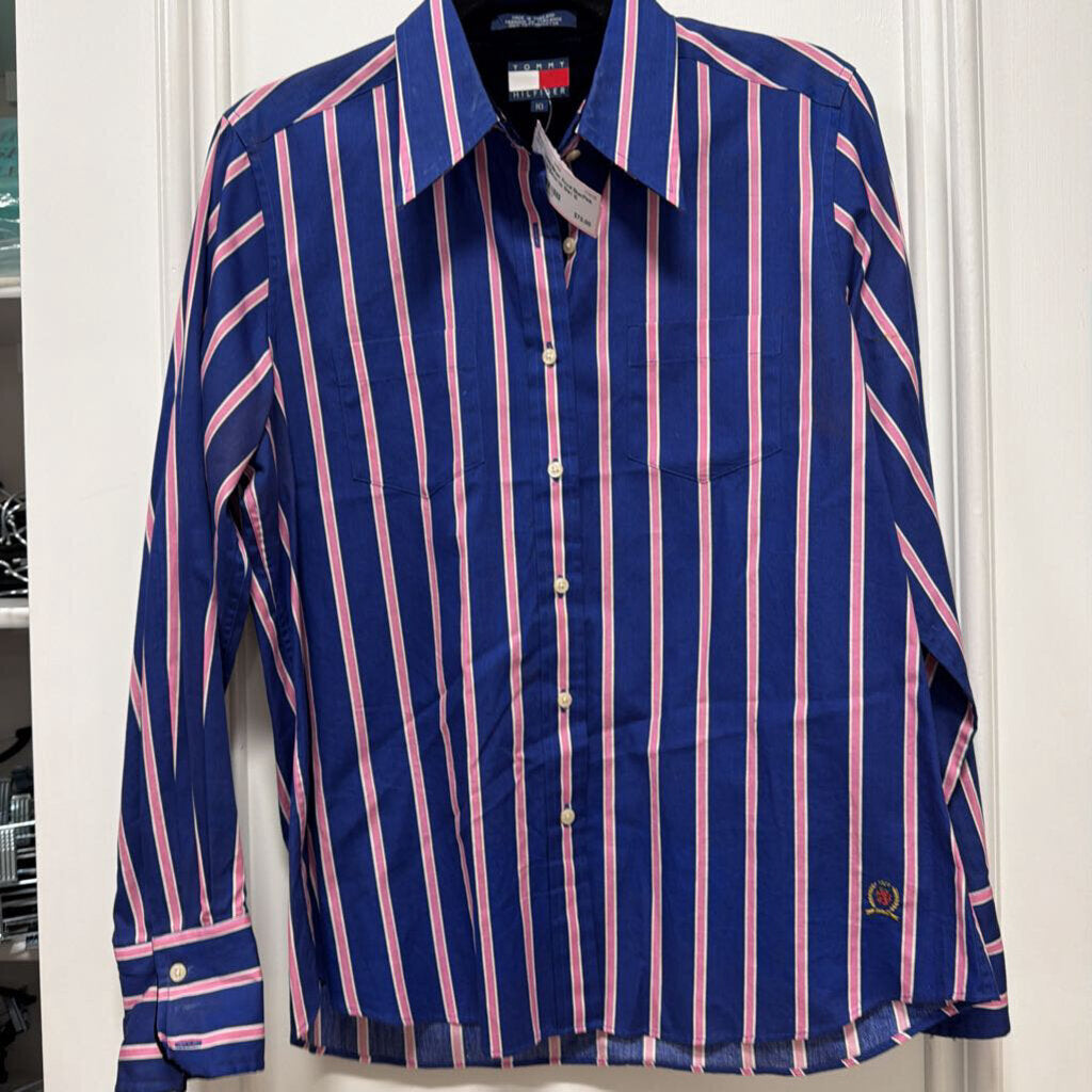 Royal Blue/Pink Stripe Button Up Shirt