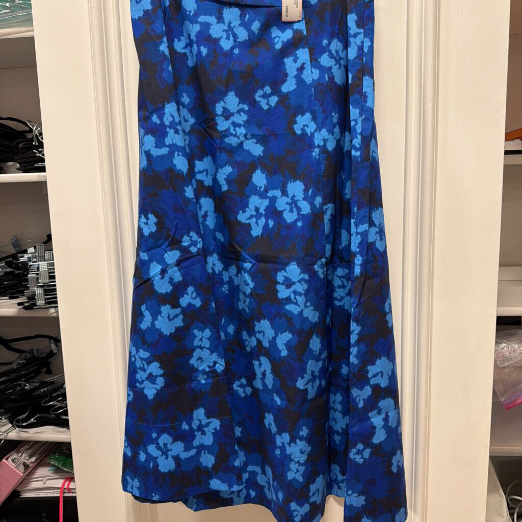 Blue Cotton Patterned Maxi Skirt