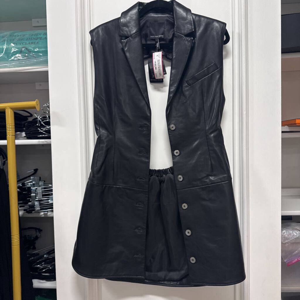 Black Leather Open Back Mini Dress (NWT)