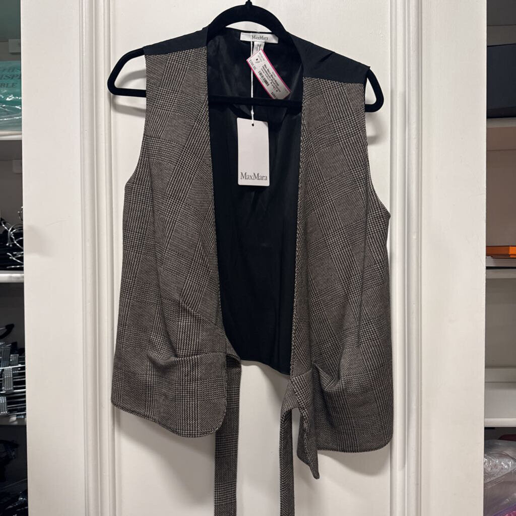 Black/Beige Houndstooth Wool/Viscose Vest (NWT $695)