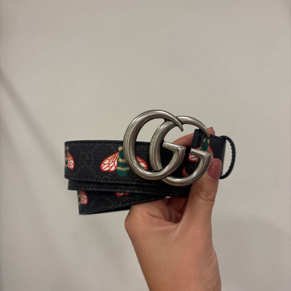 Gucci, Black Supreme Bee Monogram Belt