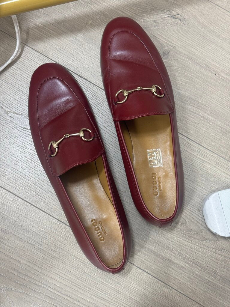 Red Leather Horsebit Loafers