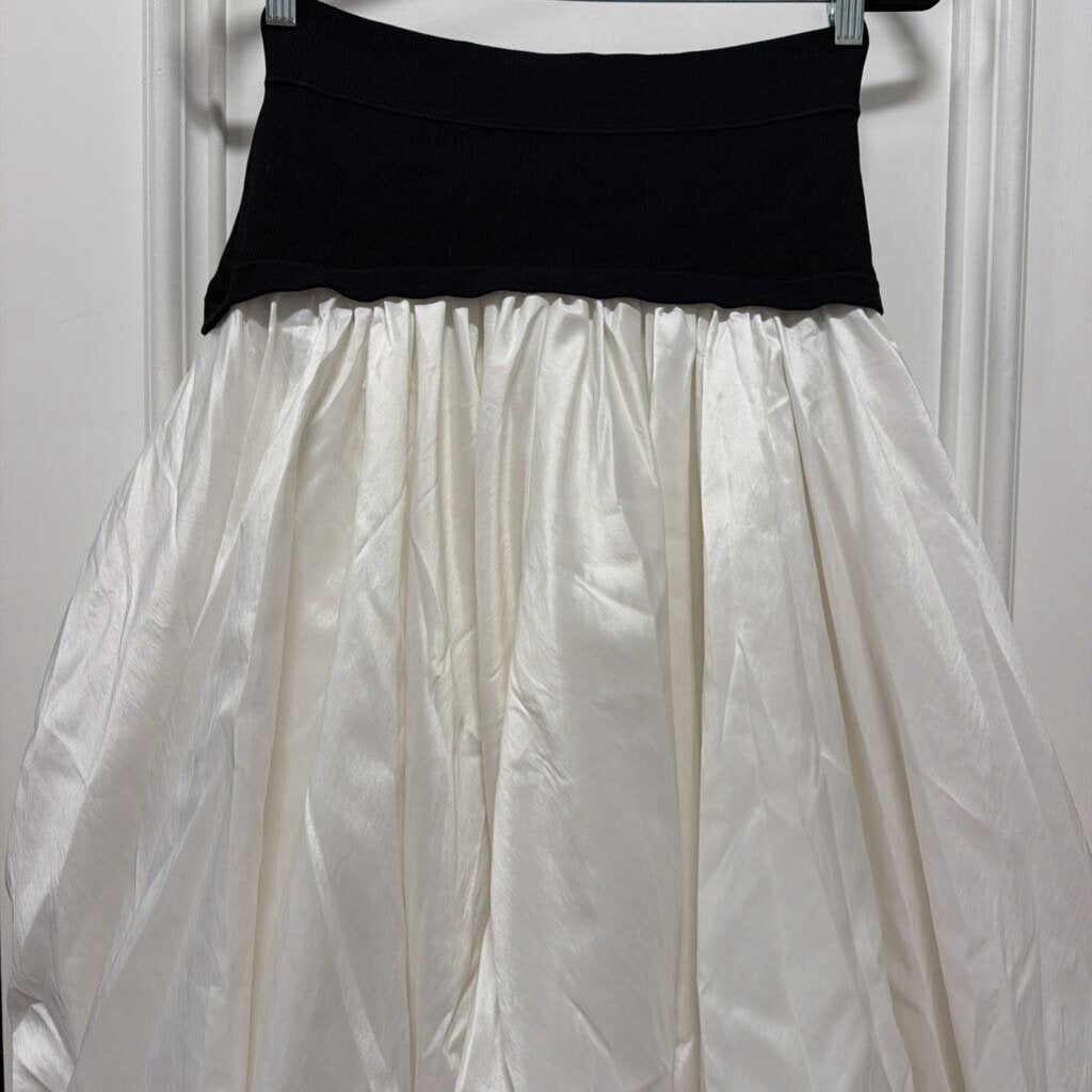 White/Black Viscose Midi Bubble Skirt