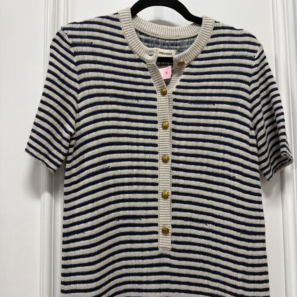 Navy Cotton Stripe Knit Dress