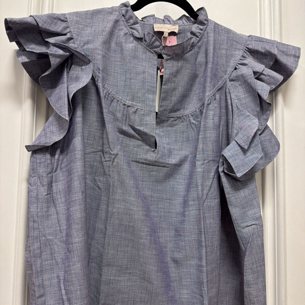 Blue Ruffle Sleeve/Neck Cotton (NWT395)