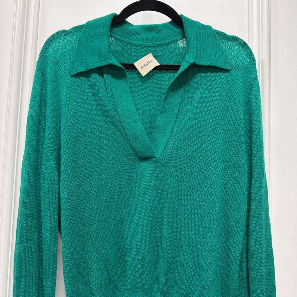 Green V Neck Cashmere Sweater