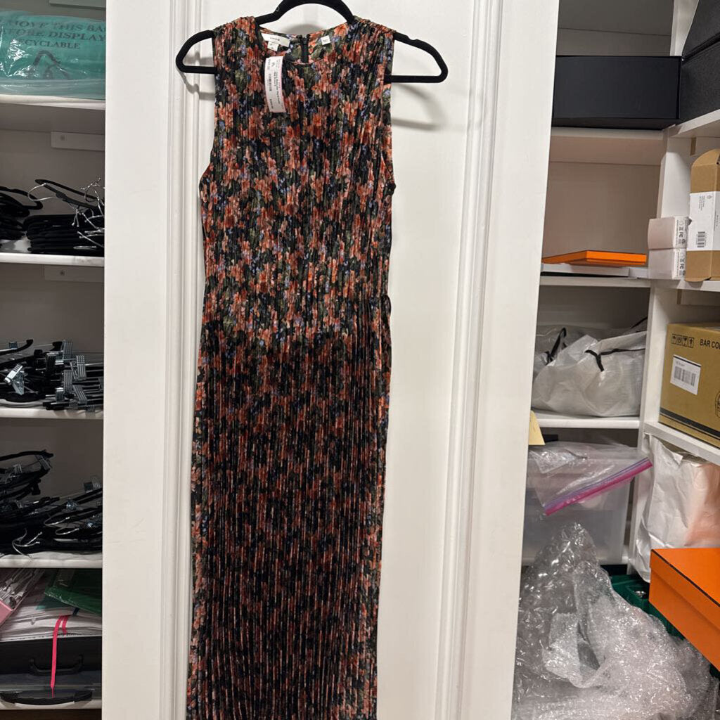Multicolor Floral Satin Midi Dress