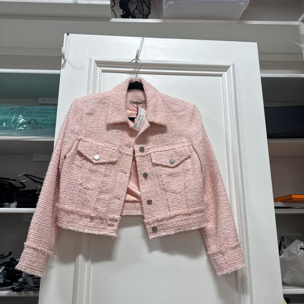 Pink Poly Tweed Crop Jacket (NWT)