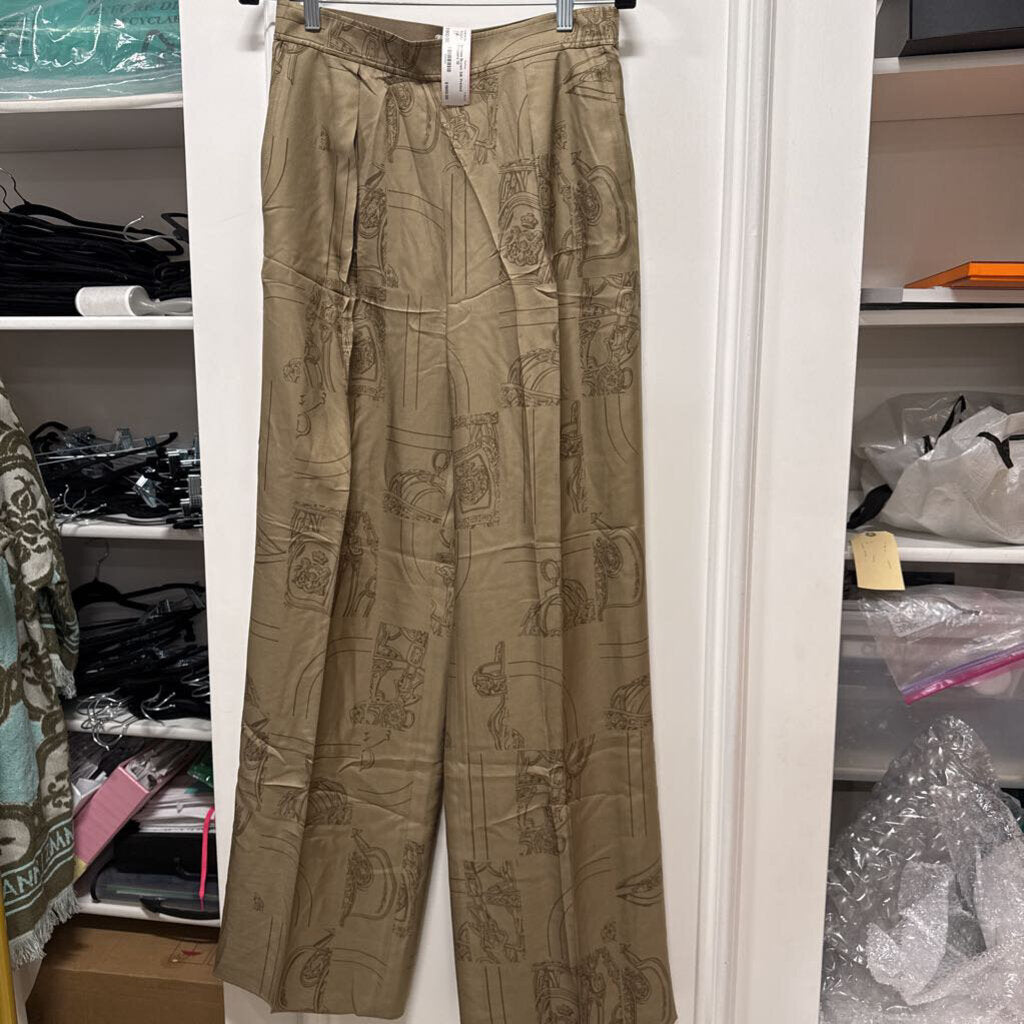 Brown Silk Printed Trousers