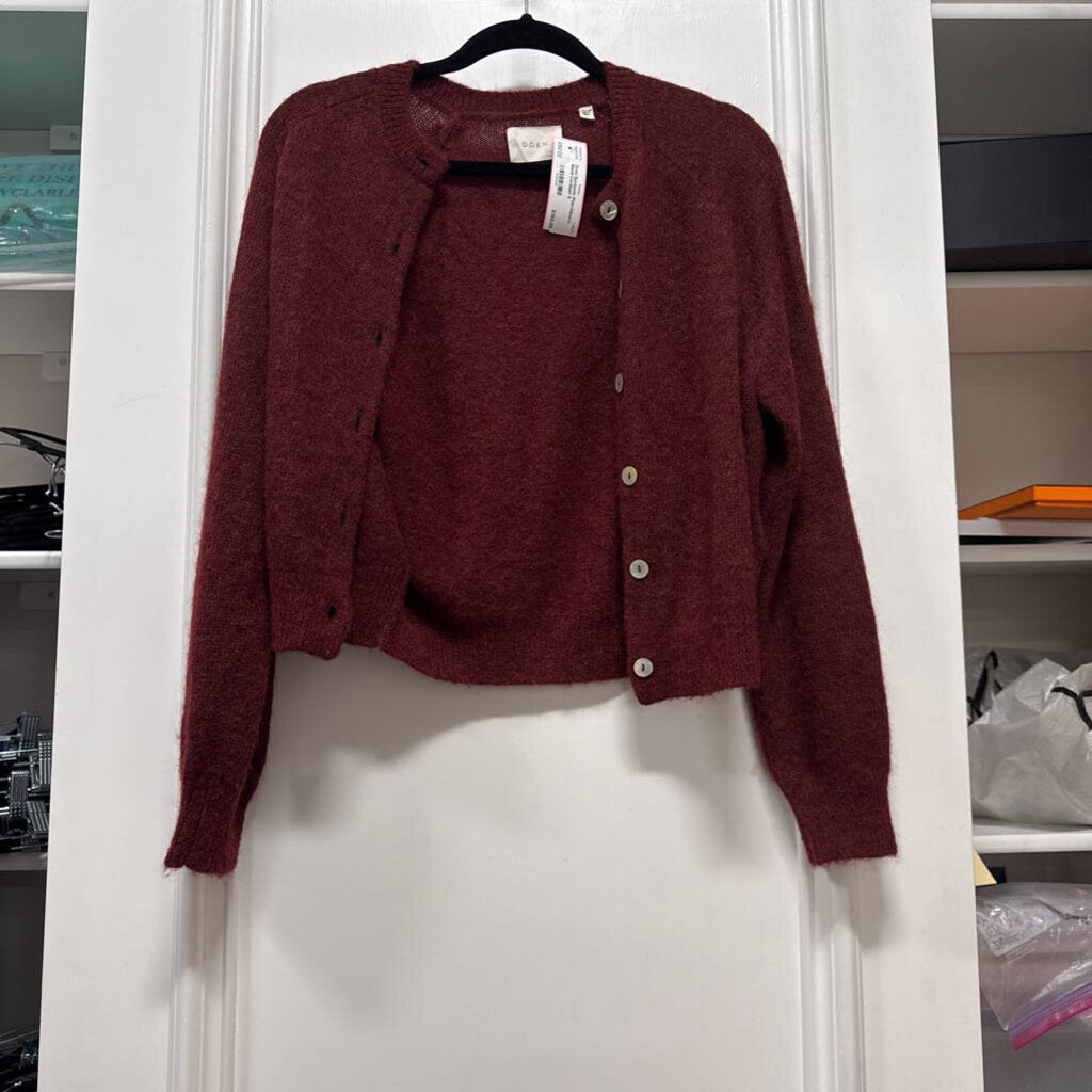 Burgundy Poly/Alpaca Blend Cardigan
