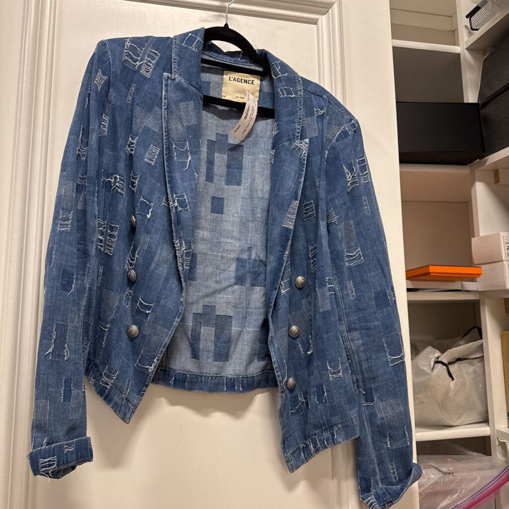 Blue Cotton Blend Denim Jacket