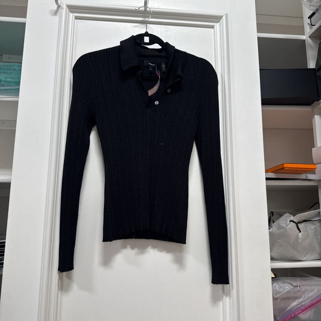 Black Viscose Ribbed Sweater