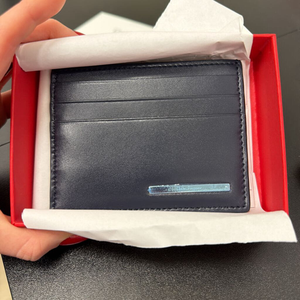 Navy Leather Card Holder BOX