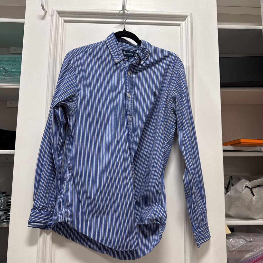 Blue/Multi Pinstripe Cotton Button Up Top