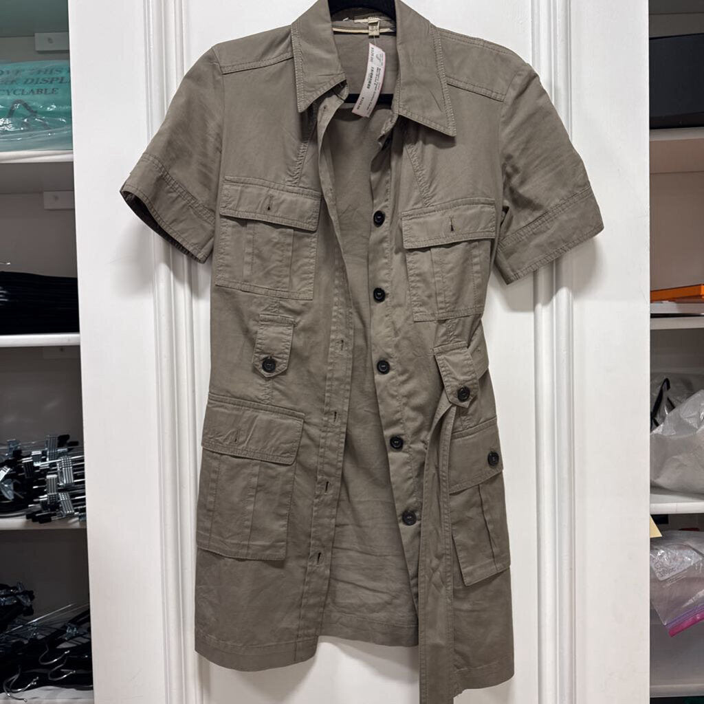 Taupe Cotton Cargo Mini Dress