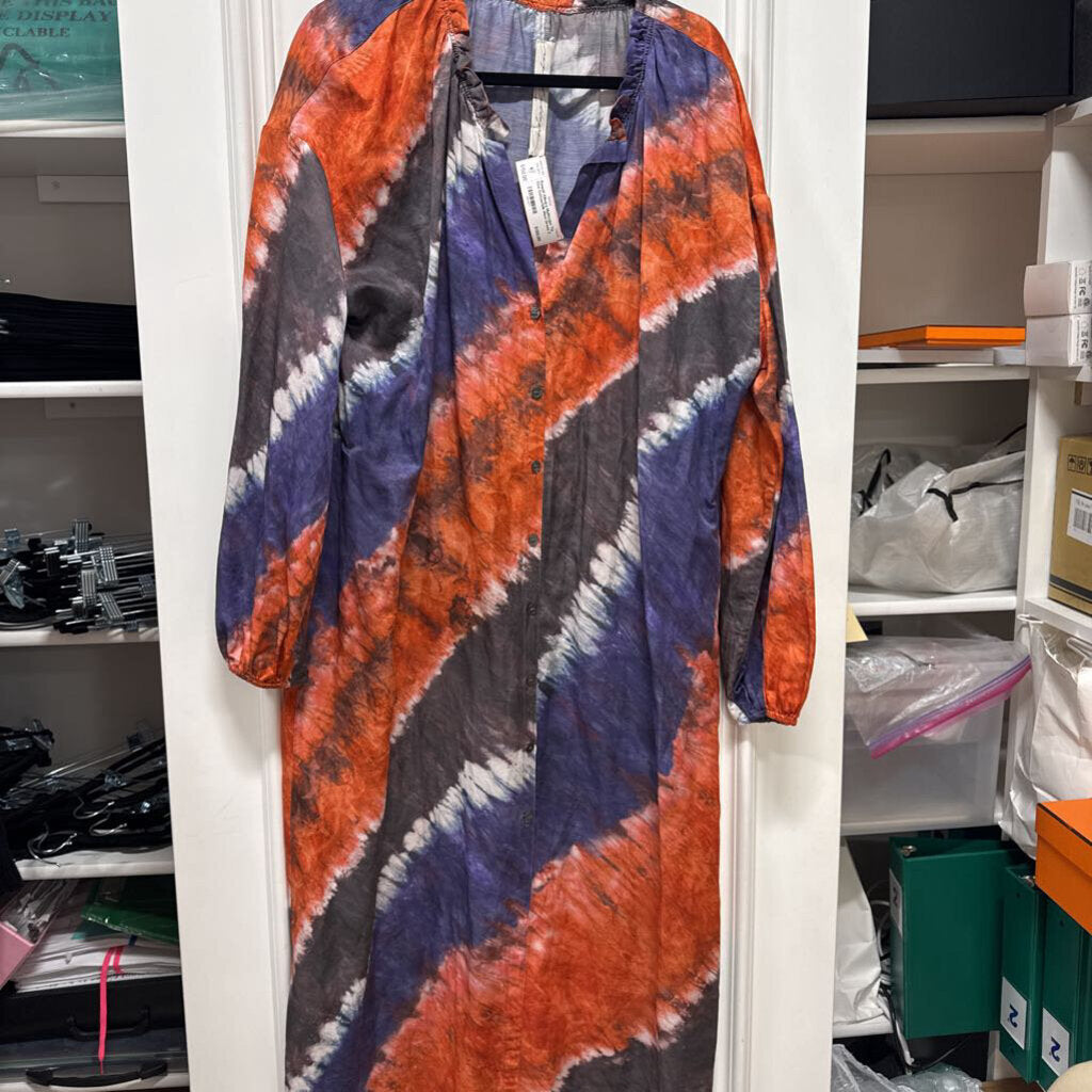 Multicolor Tie Dye Cotton/Silk Maxi Dress