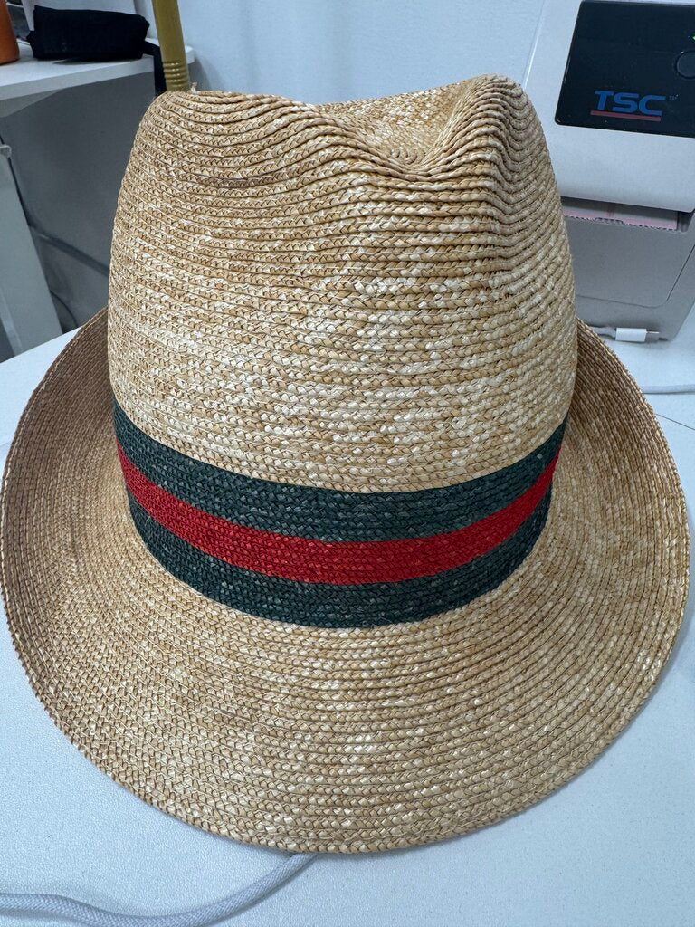 Beige Straw Fedora Hat