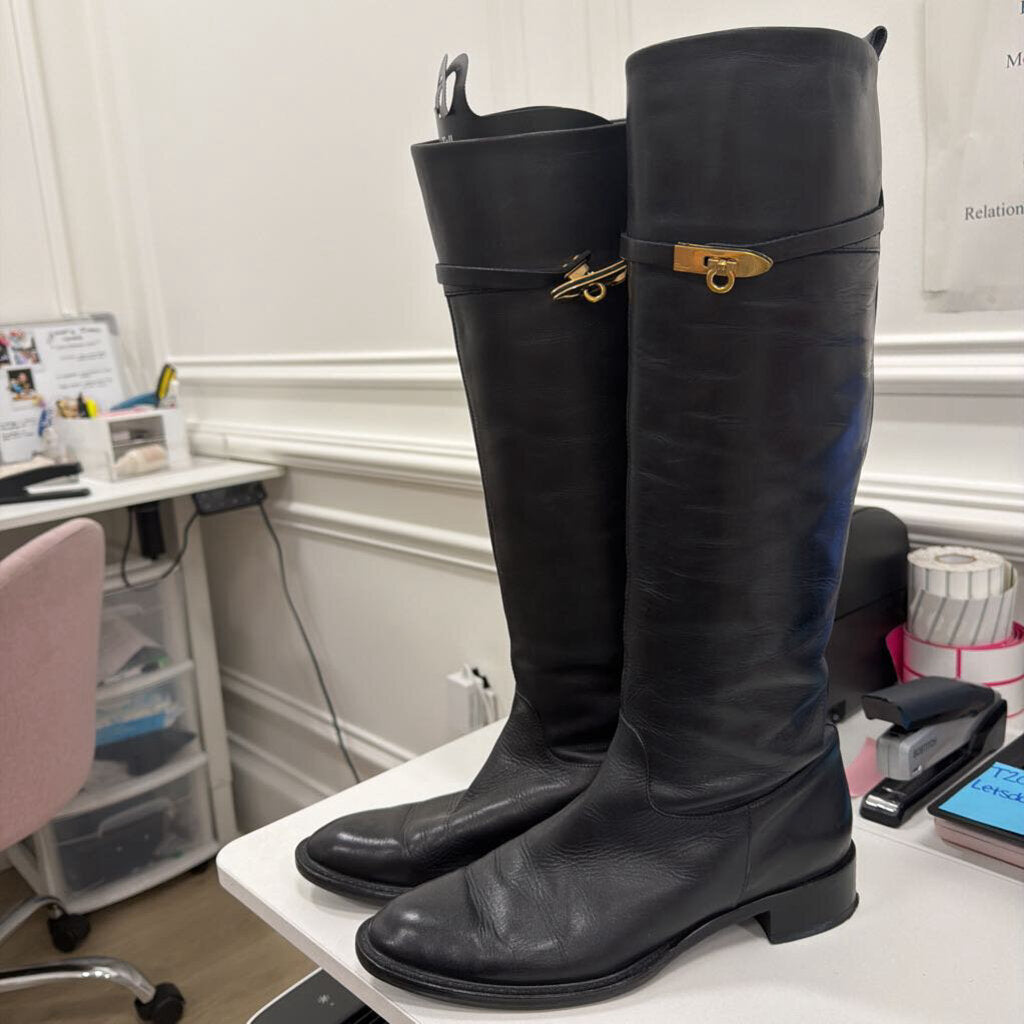 Black Leather Knee High Boots (9)