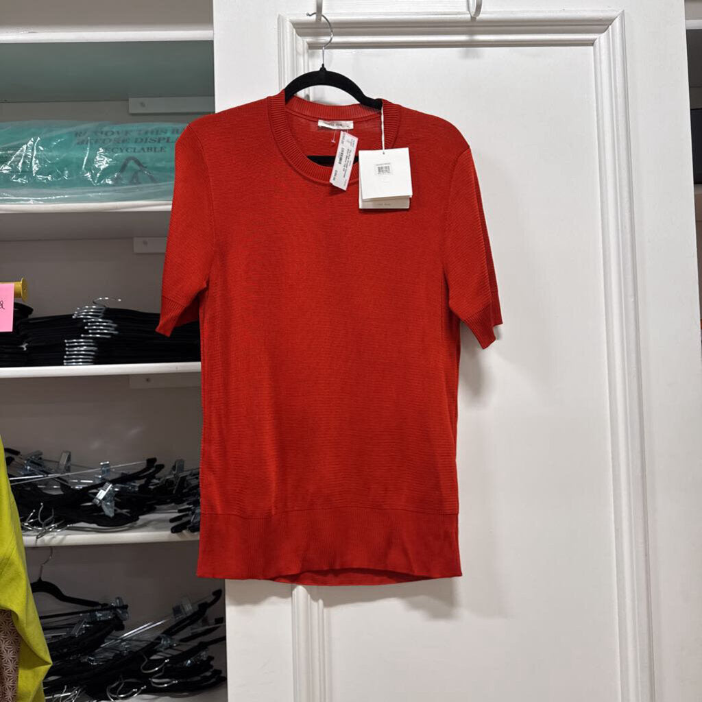 Orange Viscose Short Sleeve Top
