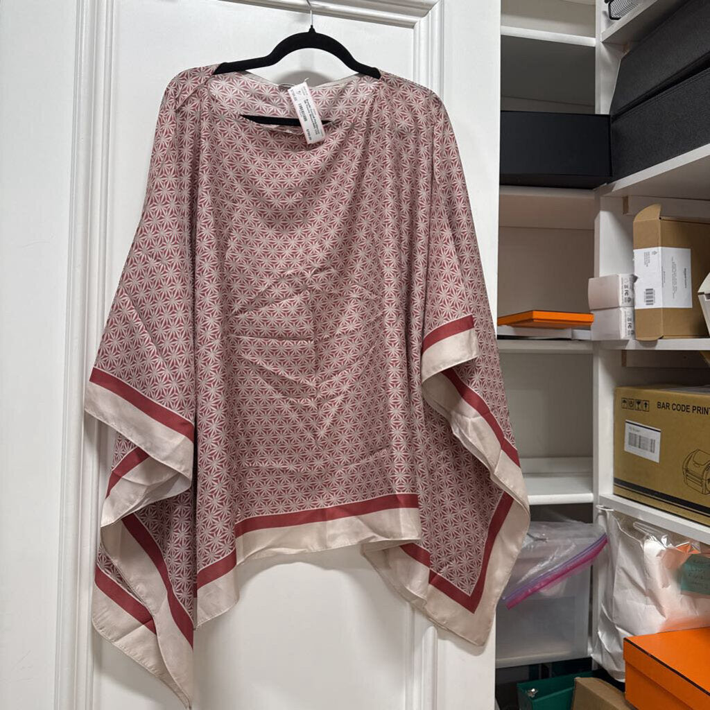 Pink/Maroon Silk Poncho Blouse(1695)