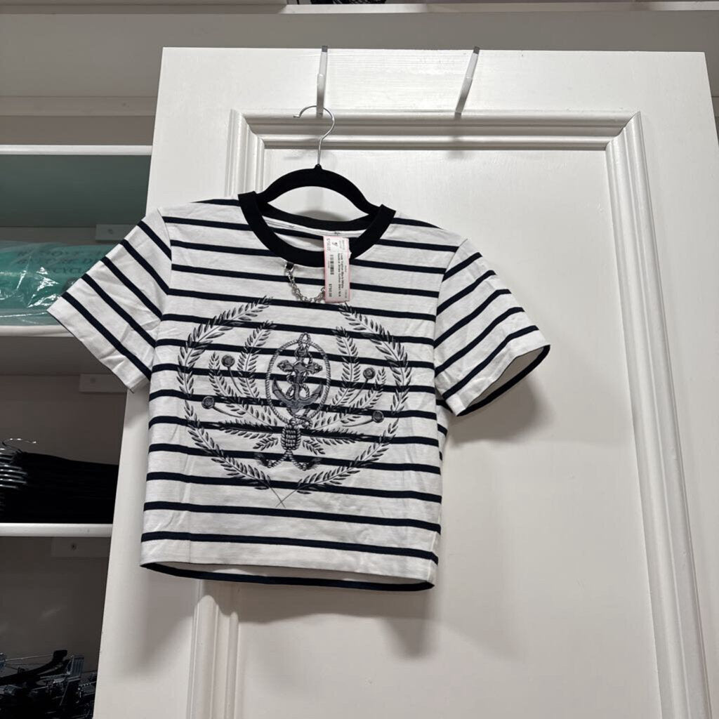 Black/White Nautical Stripe Cotton Shirt