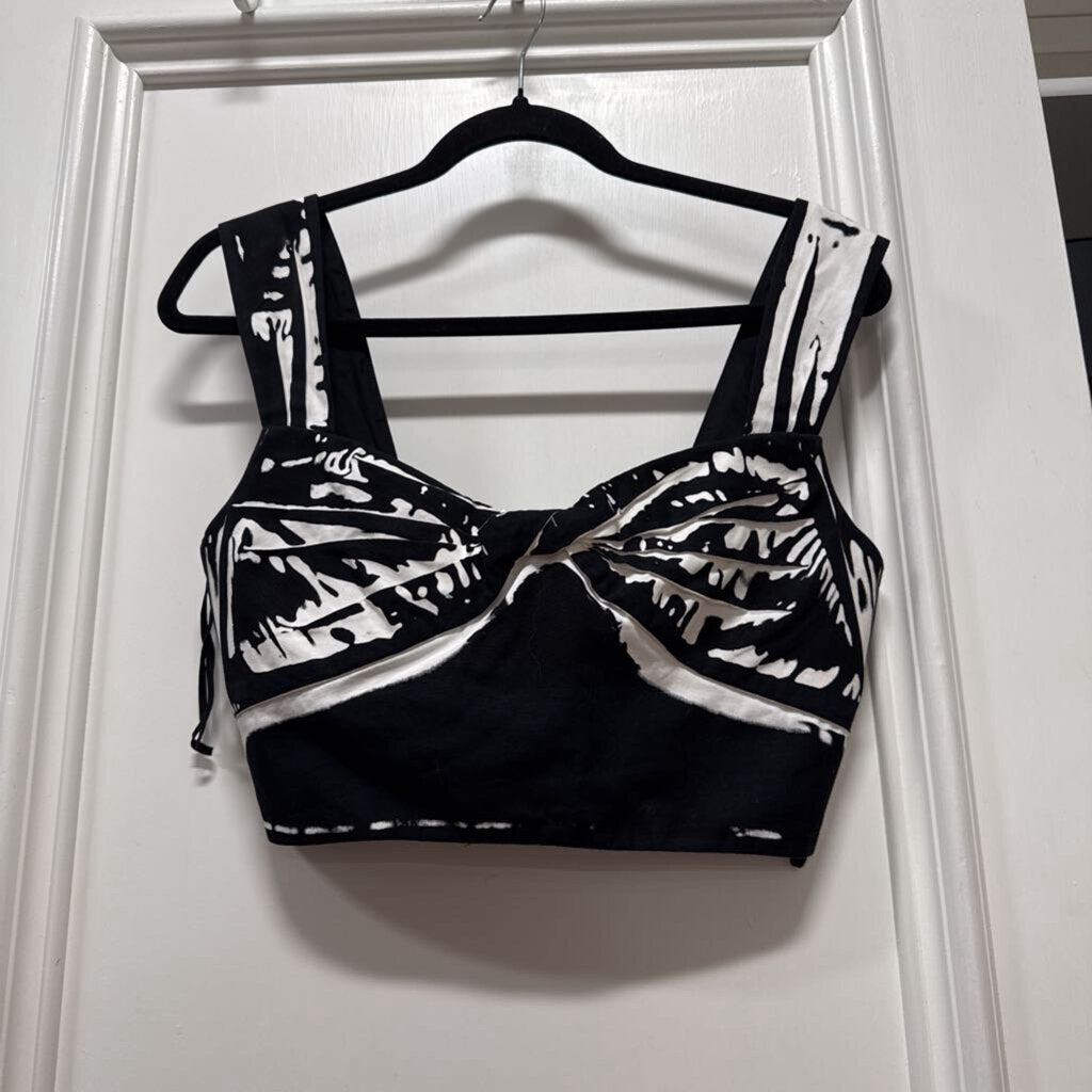 Black/White Bustier Printed Crop Top