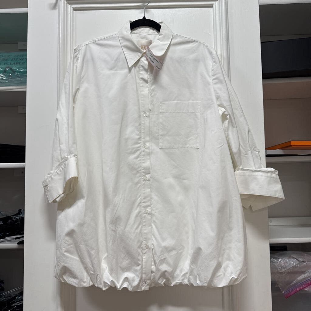 White Cotton Bubble Hem Dress