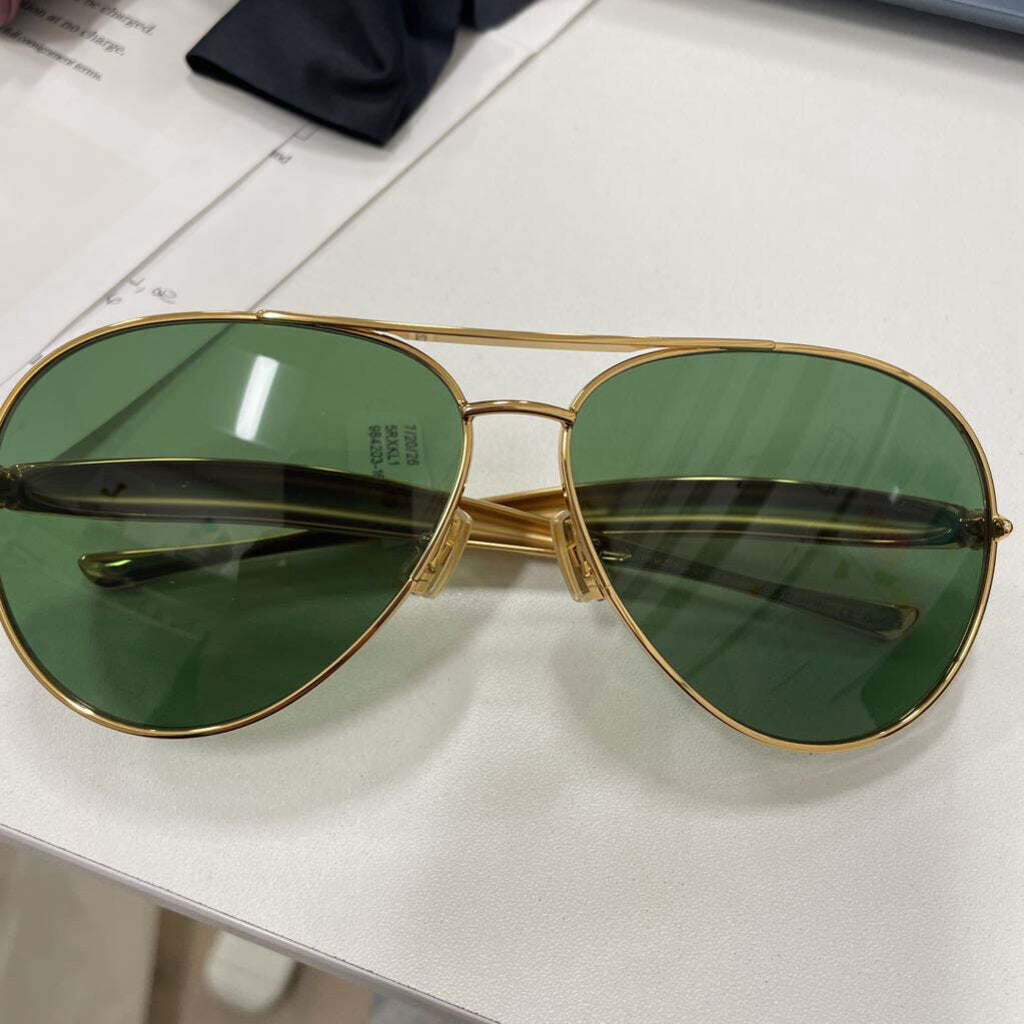 Green/Gold Bottega Aviator Sunglasses