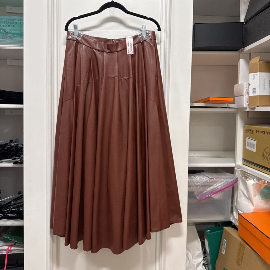 Brown Faux Leather Maxi Skirt (NWT 625)