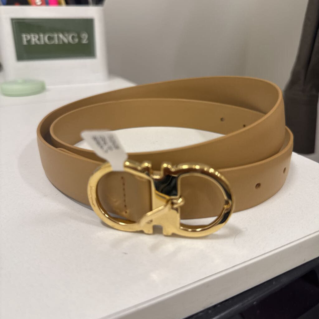 Salvatore Ferragamo Tan Leather Belt, 90