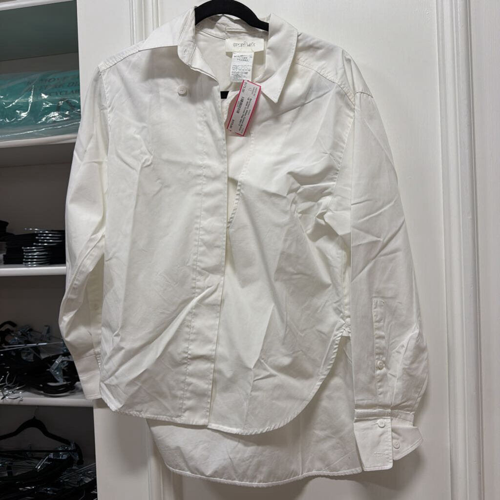White Cotton Button Up With Cross Flap Shirt