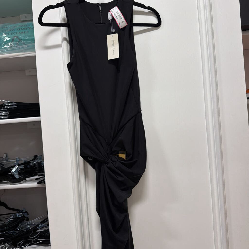 Black Poly Twist Front Pin Dress (NWT 1490)