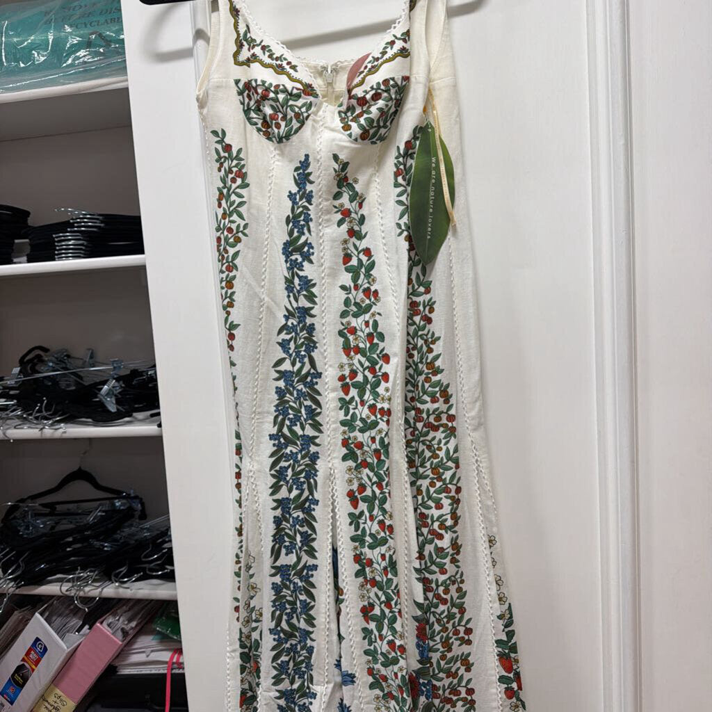 White Fluit Print Linen Blend Maxi Dress (NWT 320)