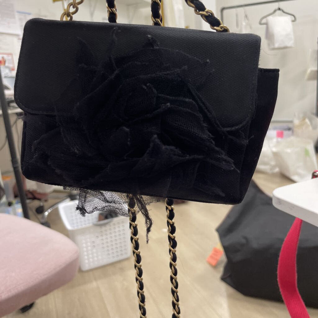 Black Mini Camelia Flap Bag(as is)