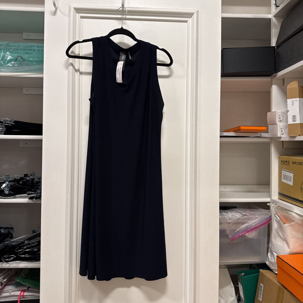Navy Poly Sleeveless Dress