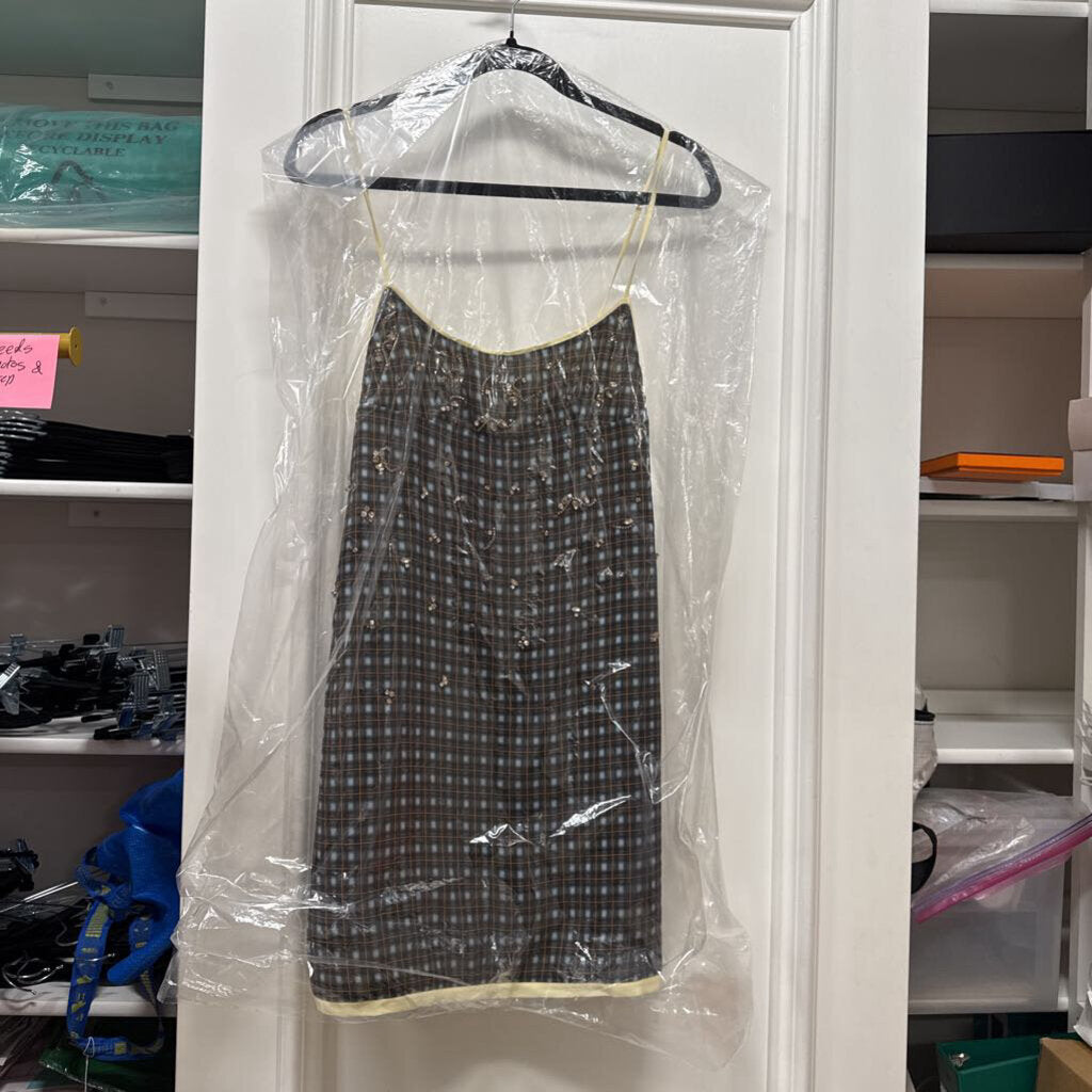2025 Silk Embellished Check Mini Dress (R. 5600)