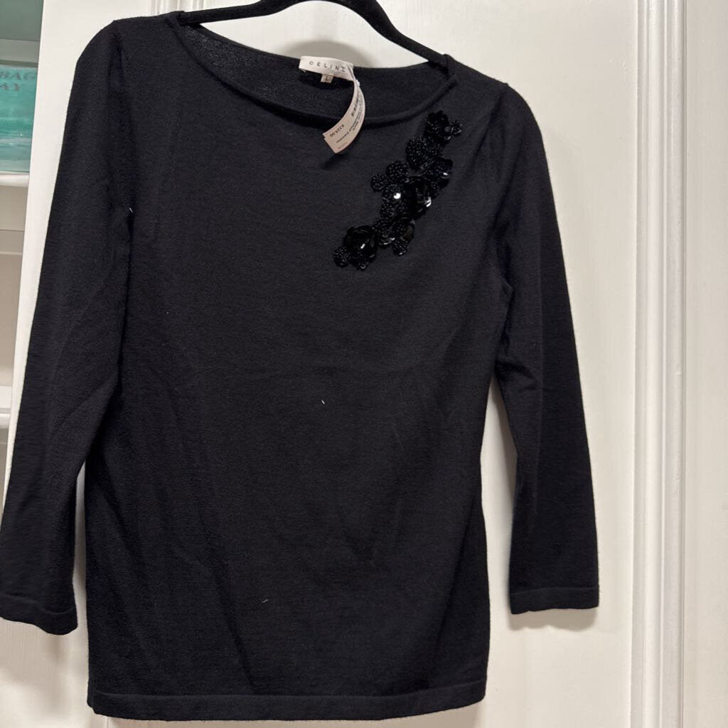 Vintage Black Cashmere Embellished Sweater