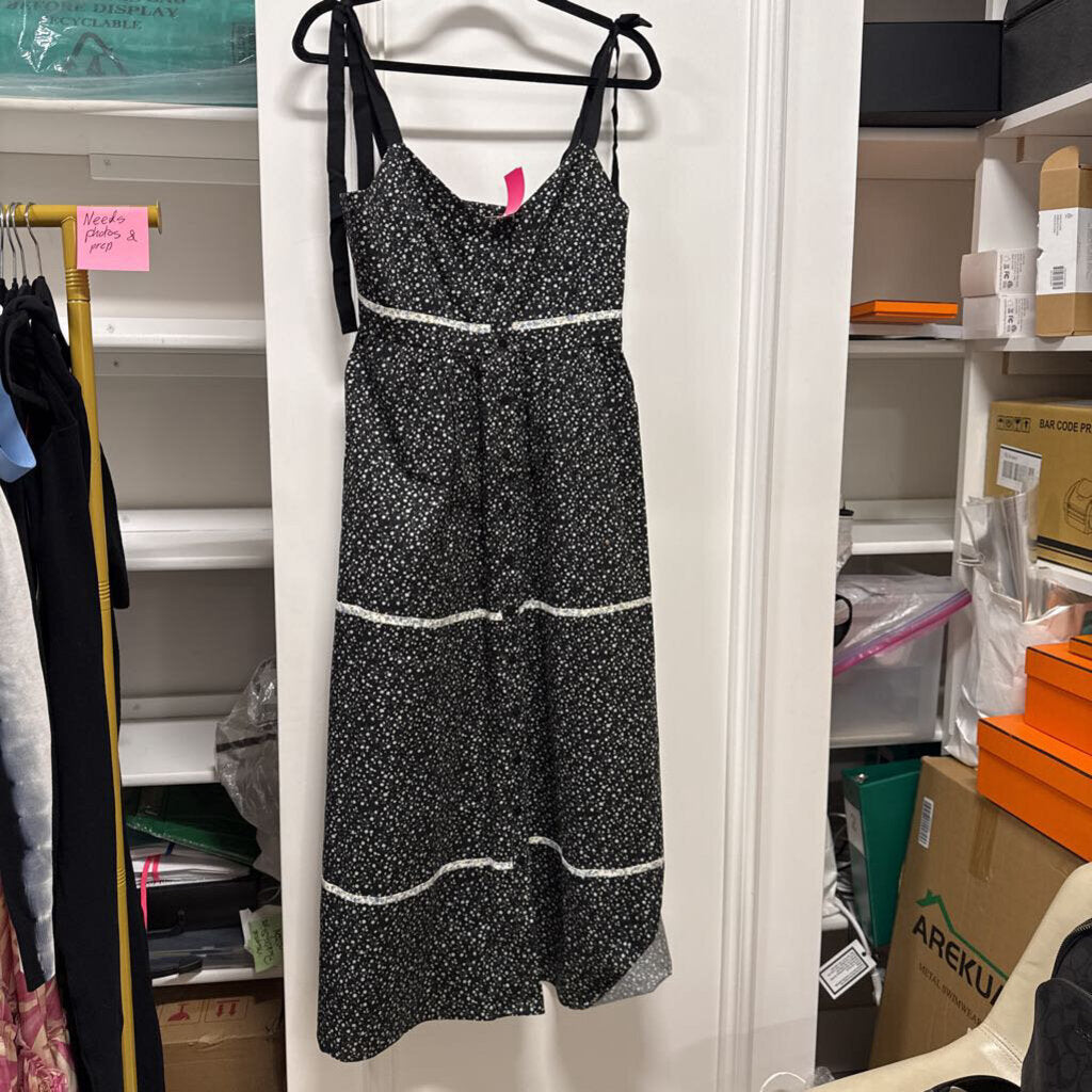 Black/Multi Floral Cotton Midi Dress