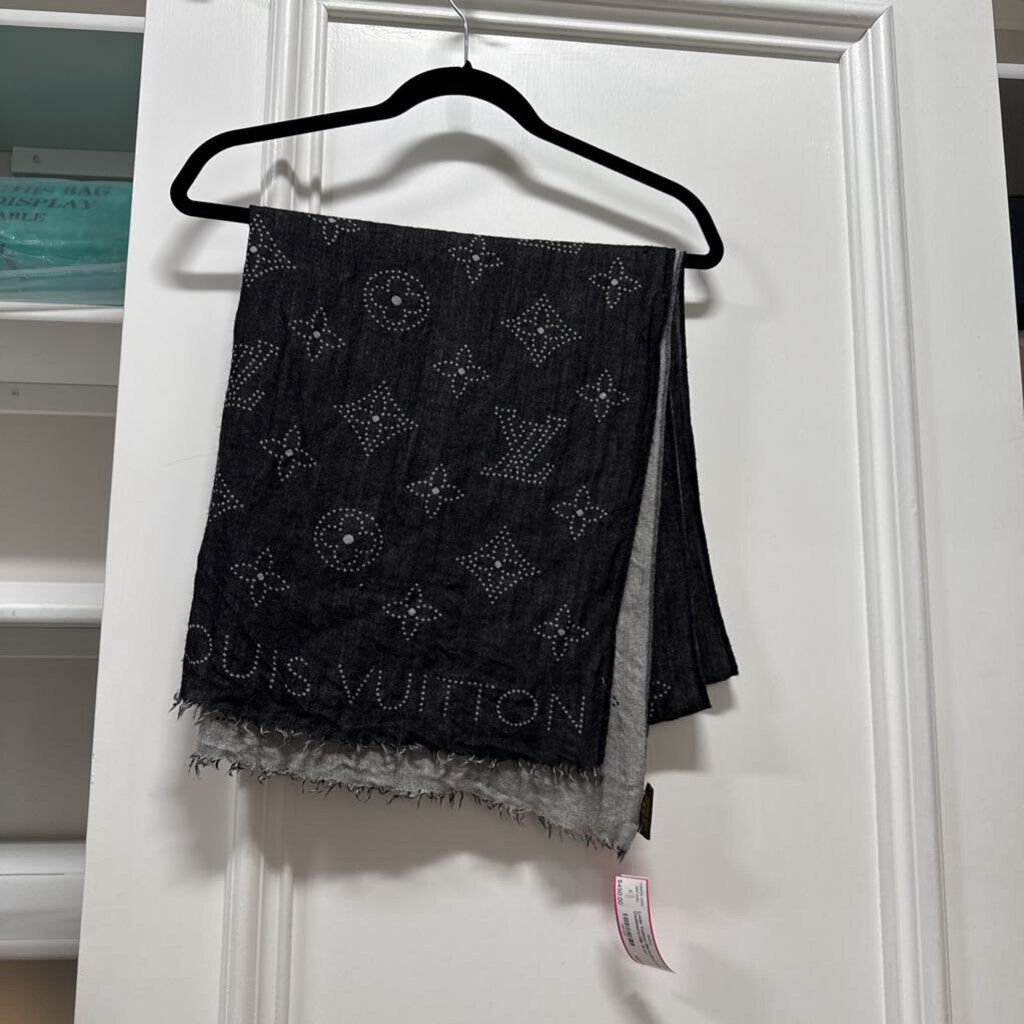 Black/Grey Logo Cashmere/Silk Scarf